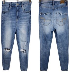 American Eagle Short Curvy Highest Rise Jegging Next Level Stretch Distressed 4